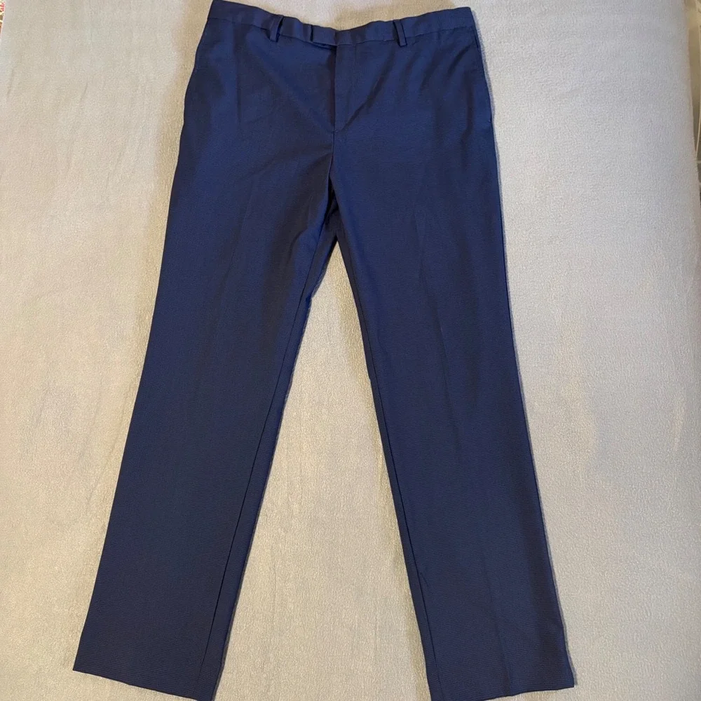 Banana Republic Dress Pants Mens Fits 38x34 Navy Slim Fit Micro Check Trousers